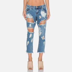 One Teaspoon Lonely Boys Destroyed Capri Jeans